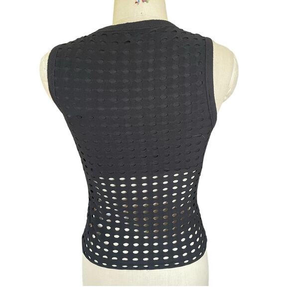 T Alexander Wang Black Laser Cut Stretch Sleeveless Tank Top Size Medium - Picture 4 of 7